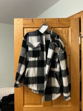 Garage Black and White Plaid Shacket